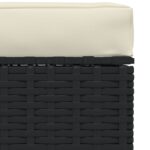 Repose-pied de jardin et coussin Noir 70x70x30cm Résine tressée – Image 2