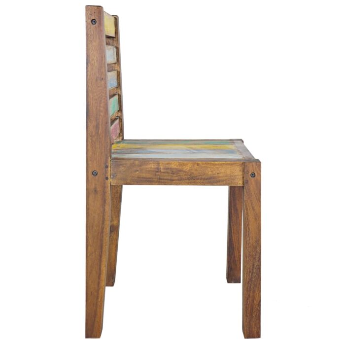 Chaises à manger lot de 6 bois de récupération solide – Image 3