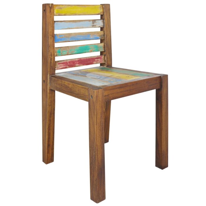 Chaises à manger lot de 6 bois de récupération solide – Image 8