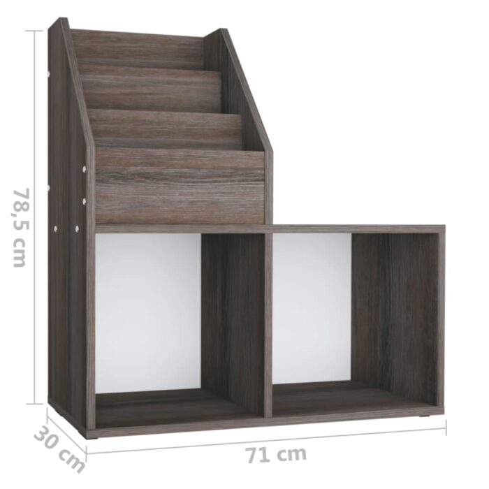 Porte-revue pour enfants Gris et chêne sonoma Bois d’ingénierie – Image 5