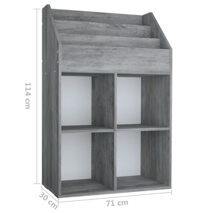 Porte-revue pour enfants Gris béton 71x30x114cm Bois ingénierie – Image 4