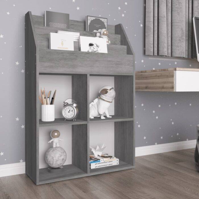 Porte-revue pour enfants Gris béton 71x30x114cm Bois ingénierie – Image 1