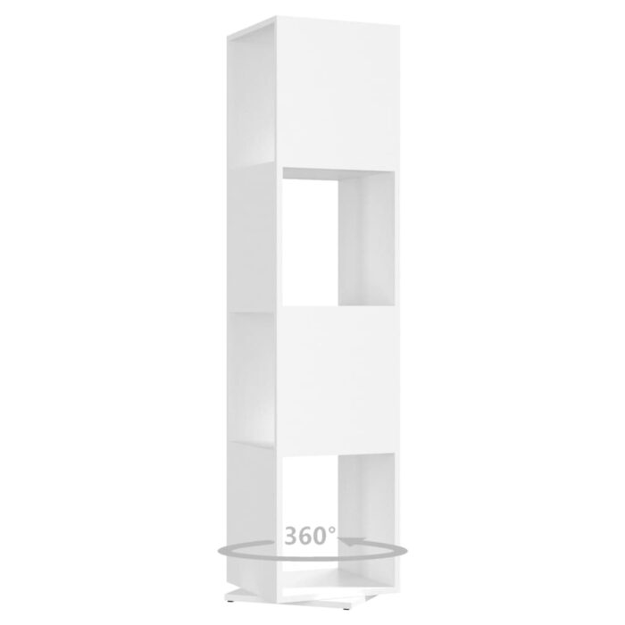 Armoire rotative Blanc 34,5x34,5x75,5 cm bois d'ingénierie – Image 4