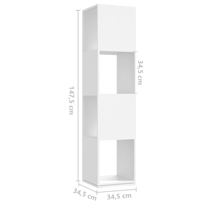 Armoire rotative Blanc 34,5x34,5x75,5 cm bois d'ingénierie – Image 5