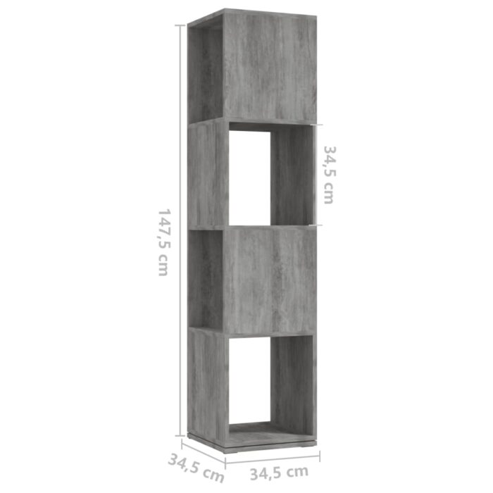 Armoire rotative Gris béton 34,5x34,5x75,5 cm bois d'ingénierie – Image 5