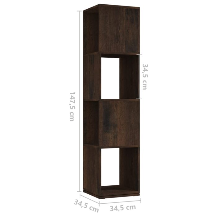 Armoire rotative Chêne fumé 34,5x34,5x75,5 cm bois d'ingénierie – Image 5