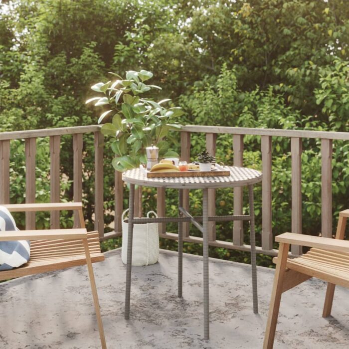 Table à thé Gris 45 cm Résine tressée – Image 1