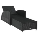 Chaise longue avec coussin blanc crème Résine tressée Noir – Image 4