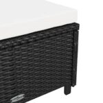 Chaise longue avec coussin blanc crème Résine tressée Noir – Image 6