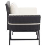 Banc de jardin avec coussins noir 176 cm résine tressée – Image 2