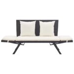 Banc de jardin avec coussins noir 176 cm résine tressée – Image 5