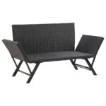 Banc de jardin avec coussins noir 176 cm résine tressée – Image 6