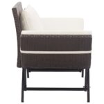 Banc de jardin avec coussins marron 176 cm résine tressée – Image 2