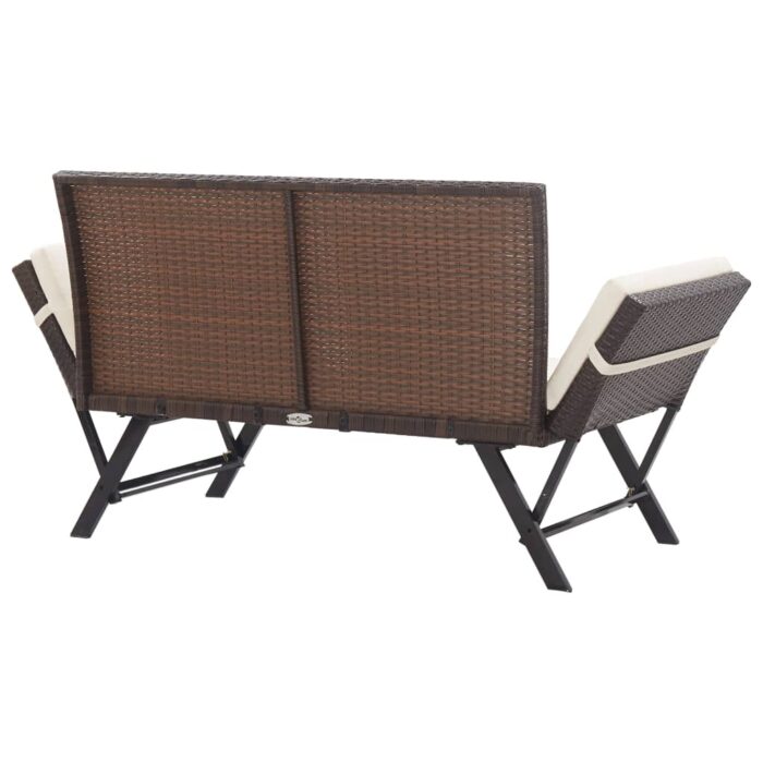 Banc de jardin avec coussins marron 176 cm résine tressée – Image 3