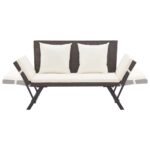 Banc de jardin avec coussins marron 176 cm résine tressée – Image 4