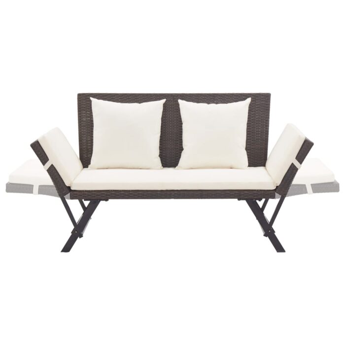 Banc de jardin avec coussins marron 176 cm résine tressée – Image 4