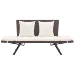 Banc de jardin avec coussins marron 176 cm résine tressée – Image 5