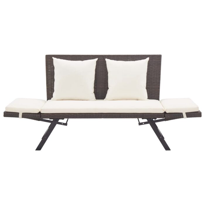 Banc de jardin avec coussins marron 176 cm résine tressée – Image 5