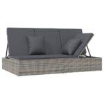 Transat convertible avec coussin Résine tressée Gris foncé – Image 2