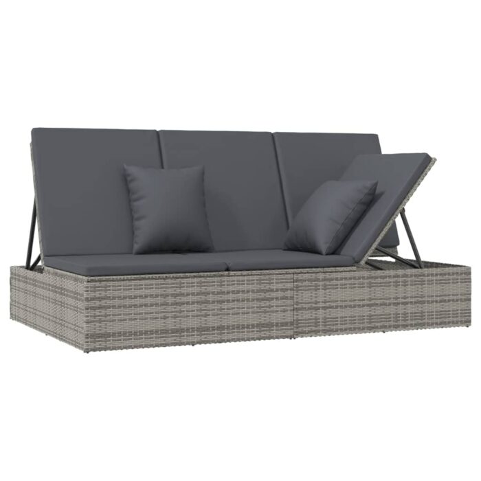 Transat convertible avec coussin Résine tressée Gris foncé – Image 2