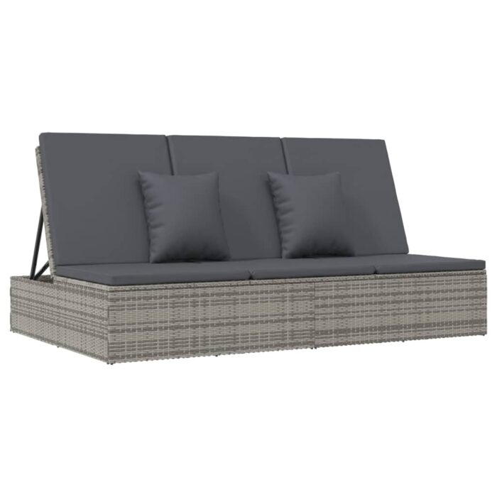 Transat convertible avec coussin Résine tressée Gris foncé – Image 3