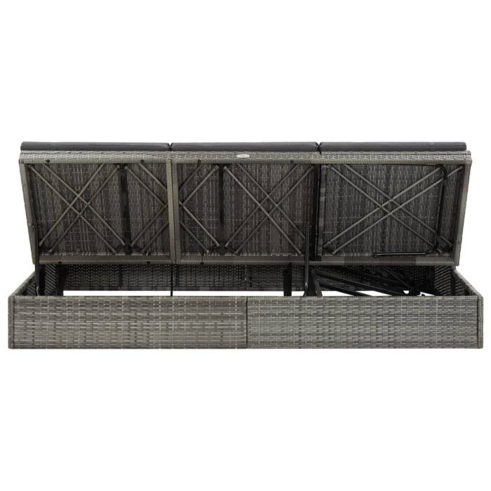 Transat convertible avec coussin Résine tressée Gris foncé – Image 5