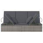Transat convertible avec coussin Résine tressée Gris foncé – Image 6