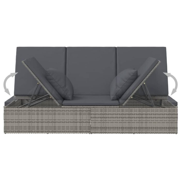 Transat convertible avec coussin Résine tressée Gris foncé – Image 6