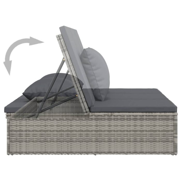 Transat convertible avec coussin Résine tressée Gris foncé – Image 7