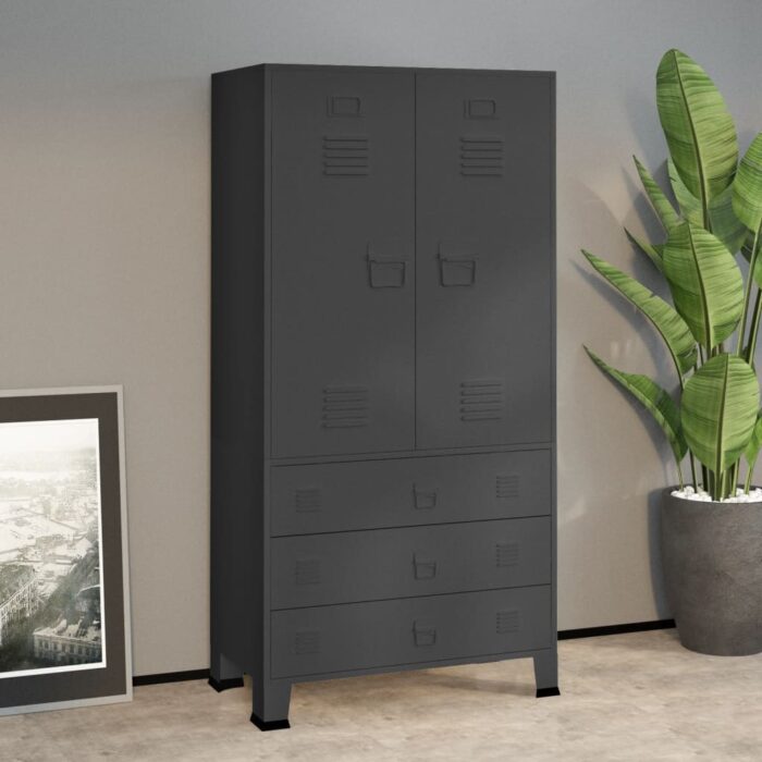 VXL8720286699508_m_en_hd_1.jpg Garde-robe industrielle Anthracite 90x50x180 cm Métal – Image 1