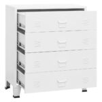 Armoire à tiroirs industrielle Blanc 78x40x93 cm Métal – Image 4