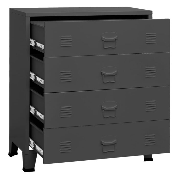 Armoire à tiroirs industrielle Anthracite 78x40x93 cm Métal – Image 4