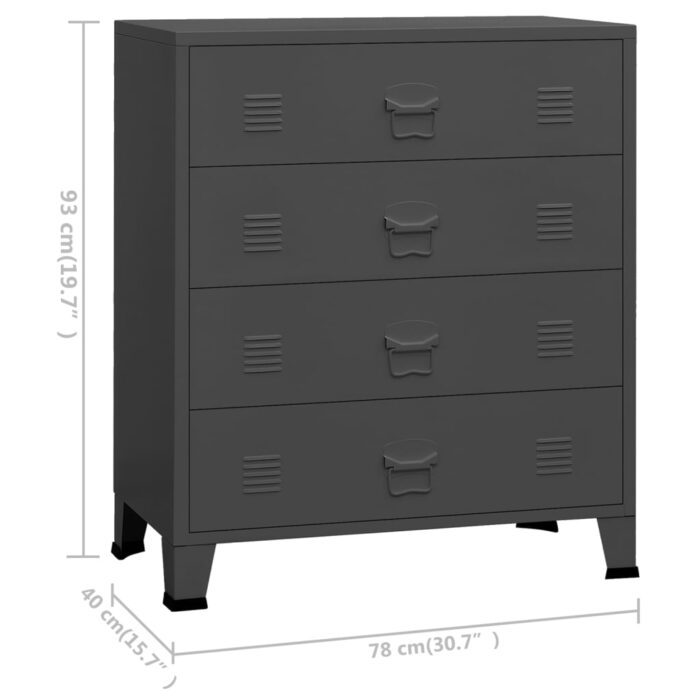 Armoire à tiroirs industrielle Anthracite 78x40x93 cm Métal – Image 8