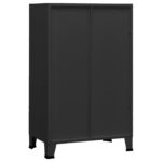Coffre de rangement industriel Noir 70x40x115 cm Métal – Image 3
