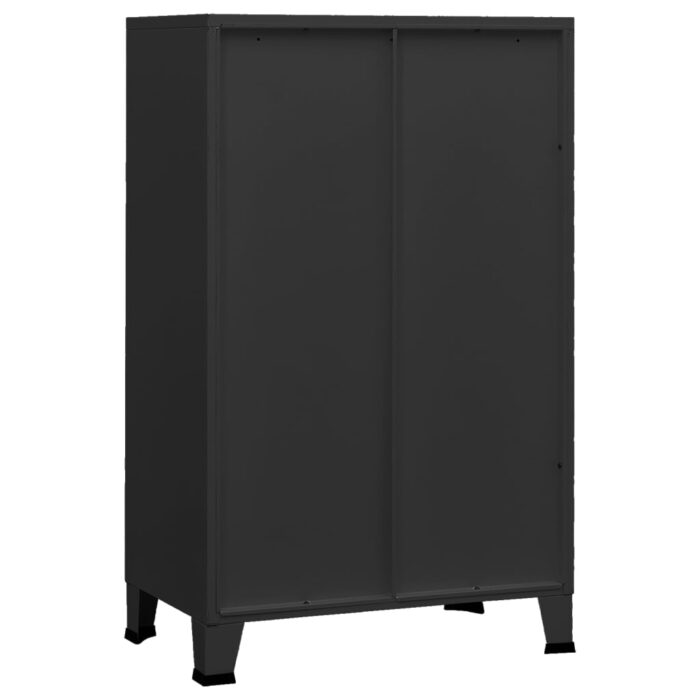Coffre de rangement industriel Noir 70x40x115 cm Métal – Image 3
