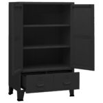 Coffre de rangement industriel Noir 70x40x115 cm Métal – Image 4