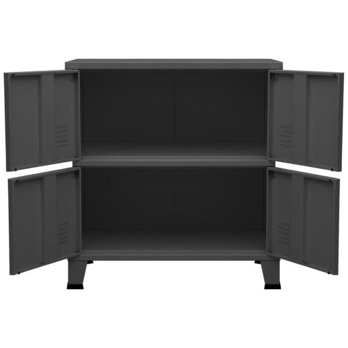 Coffre de rangement industriel Anthracite 75x40x80 cm Acier – Image 3