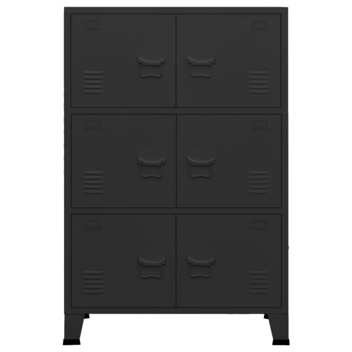 Coffre de rangement industriel Noir 75x40x115 cm Métal – Image 2