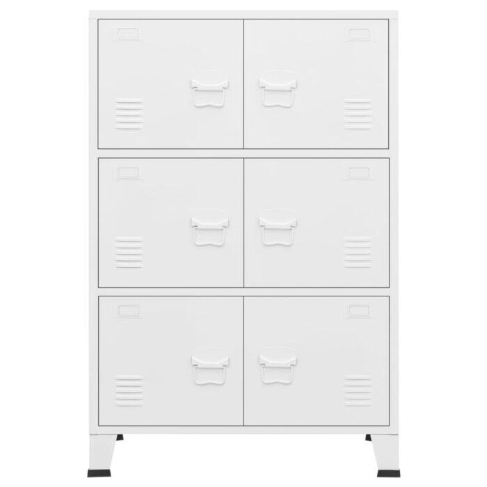 Coffre de rangement industriel Blanc 75x40x115 cm Métal – Image 2