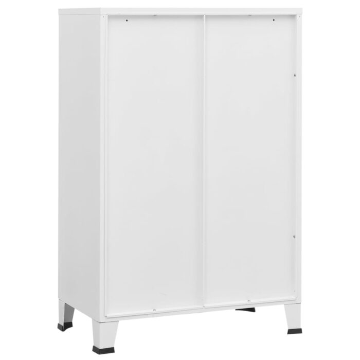 Coffre de rangement industriel Blanc 75x40x115 cm Métal – Image 4