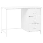 Bureau industriel avec tiroirs Blanc 105x52x75 cm Acier