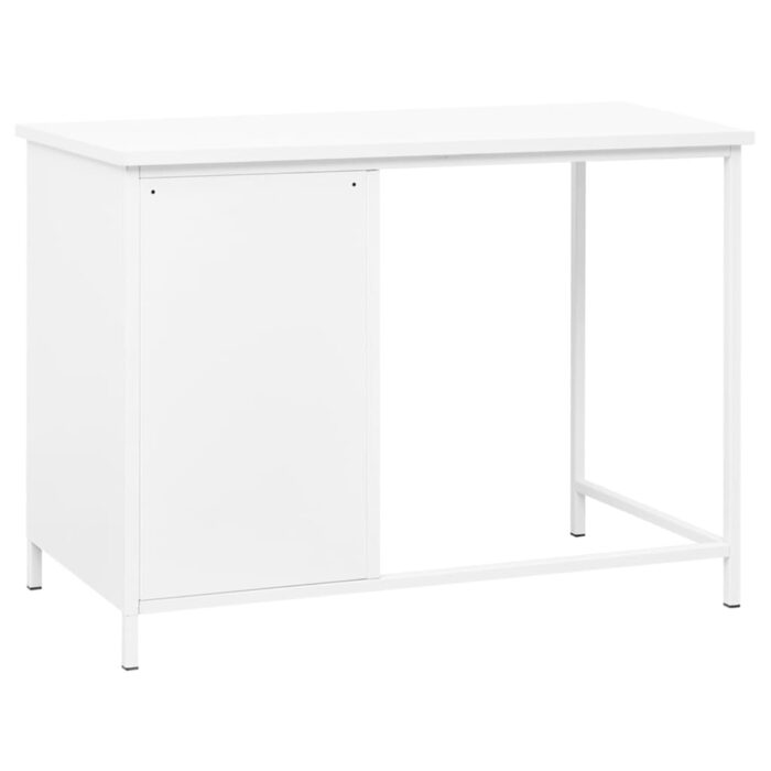 Bureau industriel avec tiroirs Blanc 105x52x75 cm Acier – Image 4