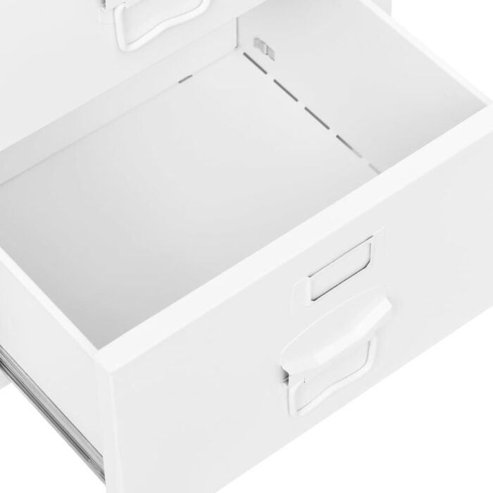 Bureau industriel avec tiroirs Blanc 105x52x75 cm Acier – Image 5