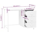 Bureau industriel avec tiroirs Blanc 105x52x75 cm Acier – Image 7