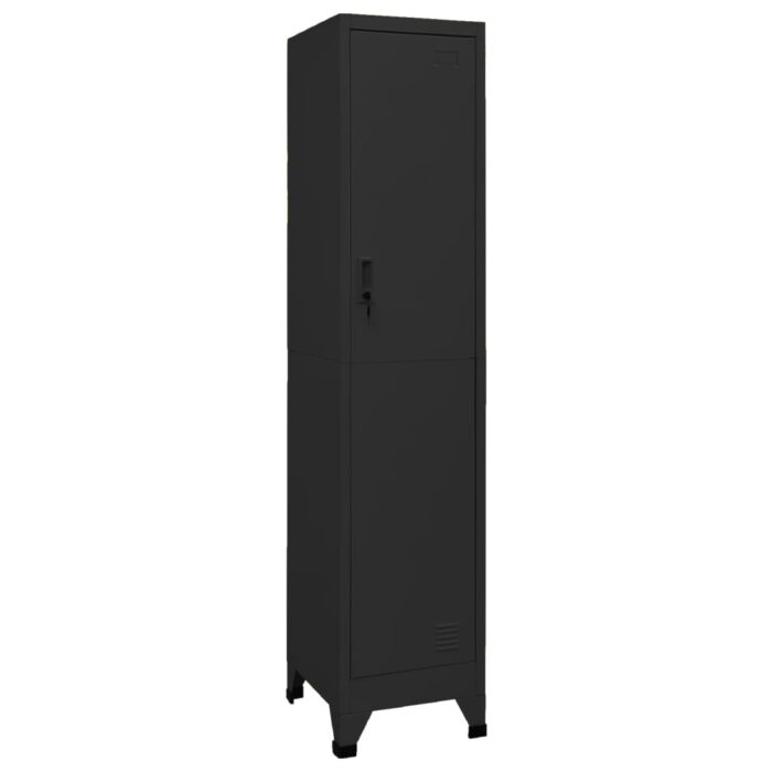 Armoire à casiers Noir 38x45x180 cm Acier – Image 1
