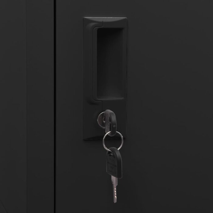 Armoire à casiers Noir 38x45x180 cm Acier – Image 6