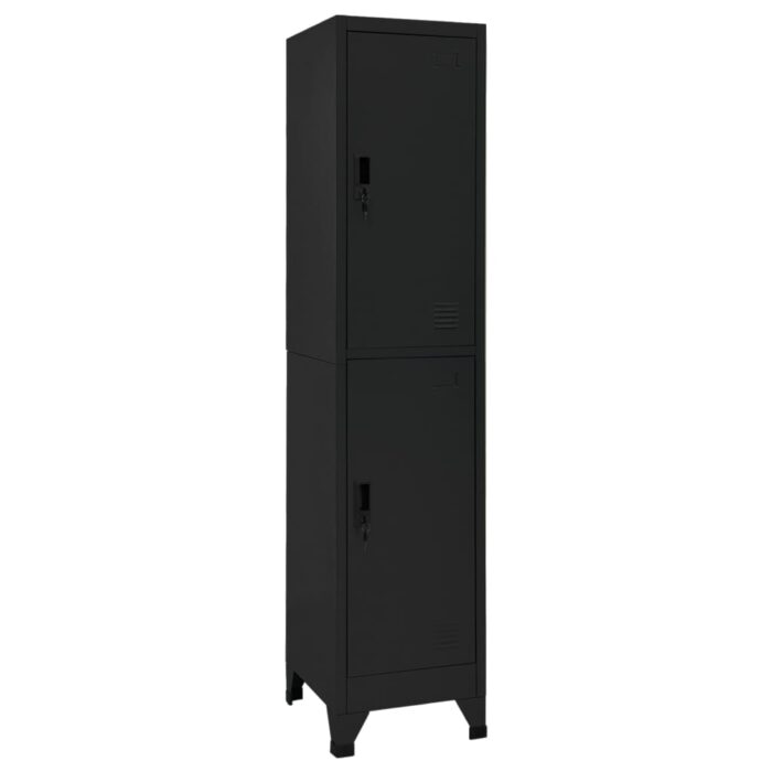 Armoire à casiers Noir 38x45x180 cm Acier – Image 1