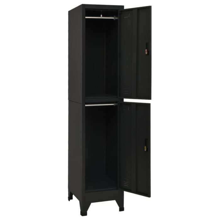 Armoire à casiers Noir 38x45x180 cm Acier – Image 2