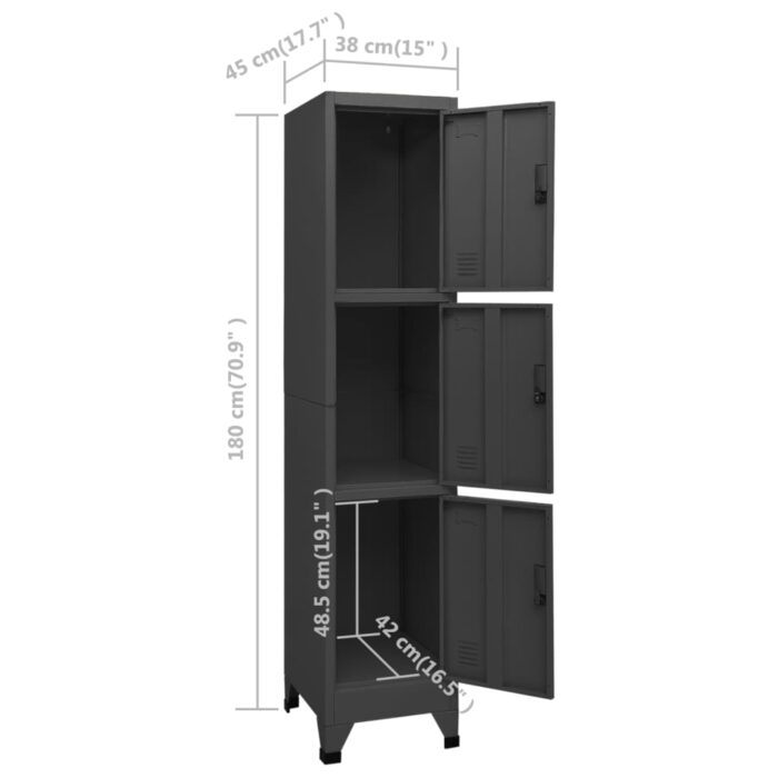 Armoire à casiers Anthracite 38x45x180 cm Acier – Image 7