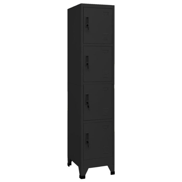 Armoire à casiers Noir 38x45x180 cm Acier – Image 1